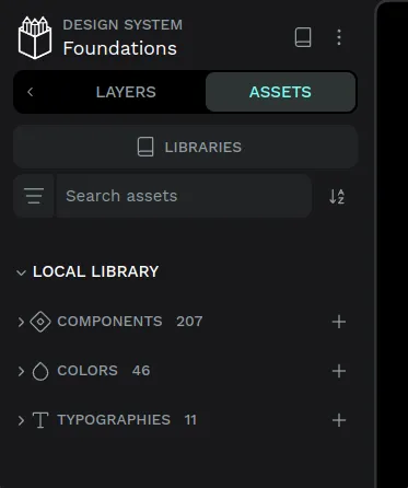 Library assets tab