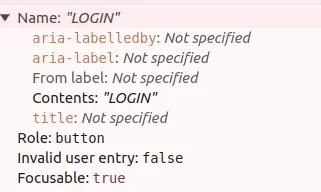 Accessibility tree Login Button