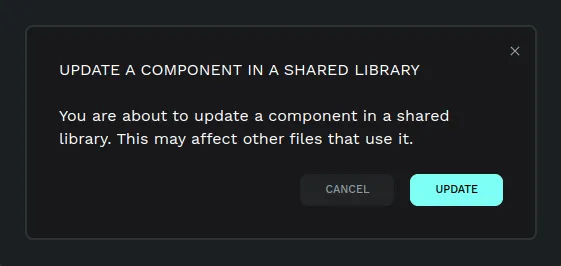 Prompt shown to update a main component that is in a shared library
