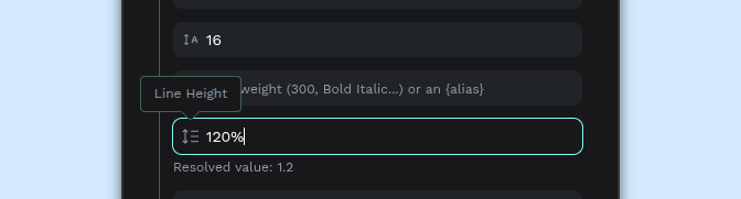 Typography composite token