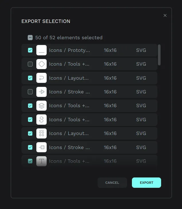 Export selection