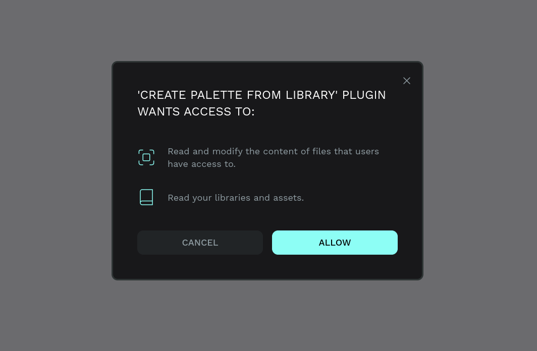 Plugin's permissions modal