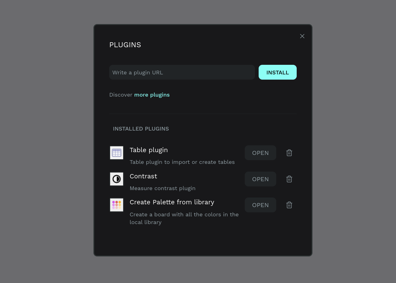 Plugin manager modal