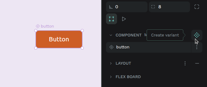 Variants creation button